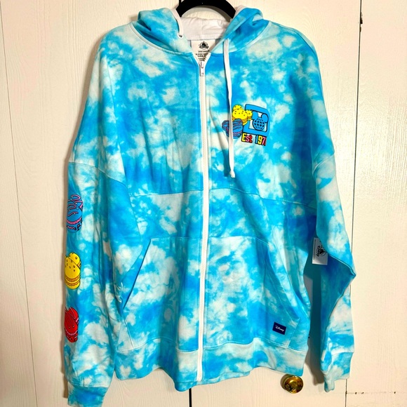 NWT. Disney Eats Macaron Spirit Jersey Zip up hoodie Sweatshirt For Adults XL